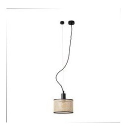 FARO - Luminaria suspendida MAMBO negro pantalla ratán E27 diámetro 210x200mm