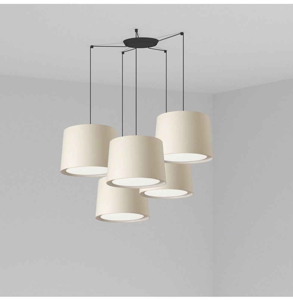 FARO - Luminaria suspendida CONGA negro E27 500x350mm beige 5 lámparas