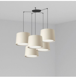 FARO - Luminaria suspendida CONGA negro E27 500x350mm beige 5 lámparas