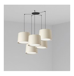 FARO - Luminaria suspendida CONGA negro E27 500x350mm beige 5 lámparas