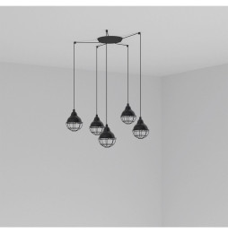 FARO - Luminaria suspendida CLAIRE E27 15W 5 lámparas negro