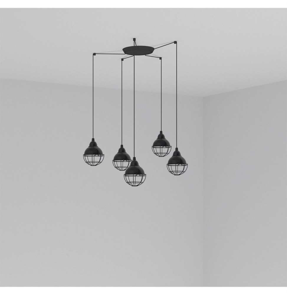 FARO - Luminaria suspendida CLAIRE E27 15W 5 lámparas negro