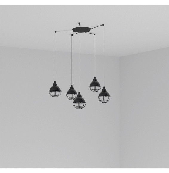FARO - Luminaria suspendida CLAIRE E27 15W 5 lámparas negro