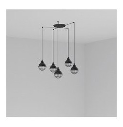 FARO - Luminaria suspendida CLAIRE E27 15W 5 lámparas negro