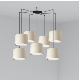 FARO - Luminaria suspendida CONGA negro E27 500x350mm beige 7 lámparas