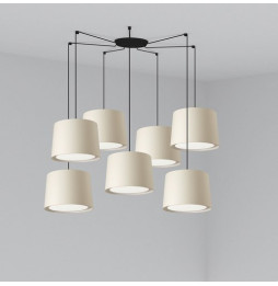FARO - Luminaria suspendida CONGA negro E27 500x350mm beige 7 lámparas