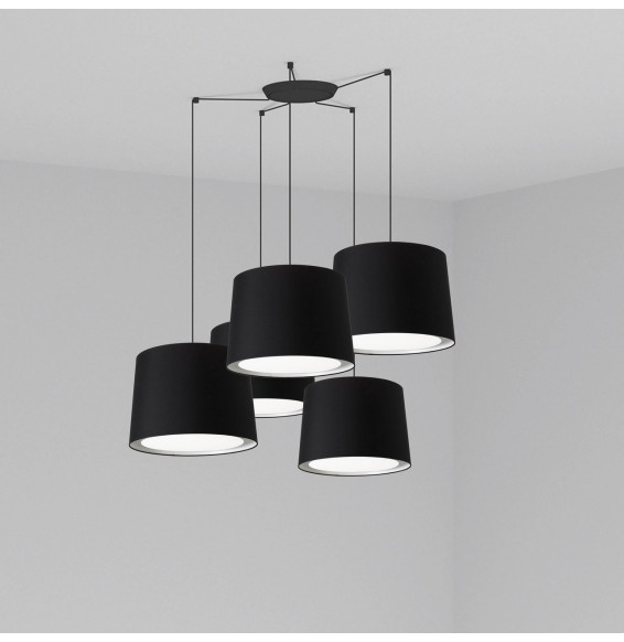 FARO - Luminaria suspendida CONGA negro E27 500x350mm negra 5 lámparas