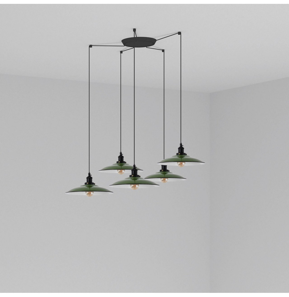 FARO - Luminaria suspendida LANG E27 5 lámparas verde