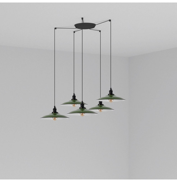 FARO - Luminaria suspendida LANG E27 5 lámparas verde
