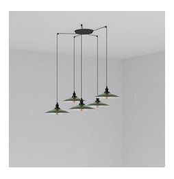 FARO - Luminaria suspendida LANG E27 5 lámparas verde