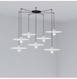 FARO - Luminaria suspendida PLAT blanco E27 60W 7 lámparas
