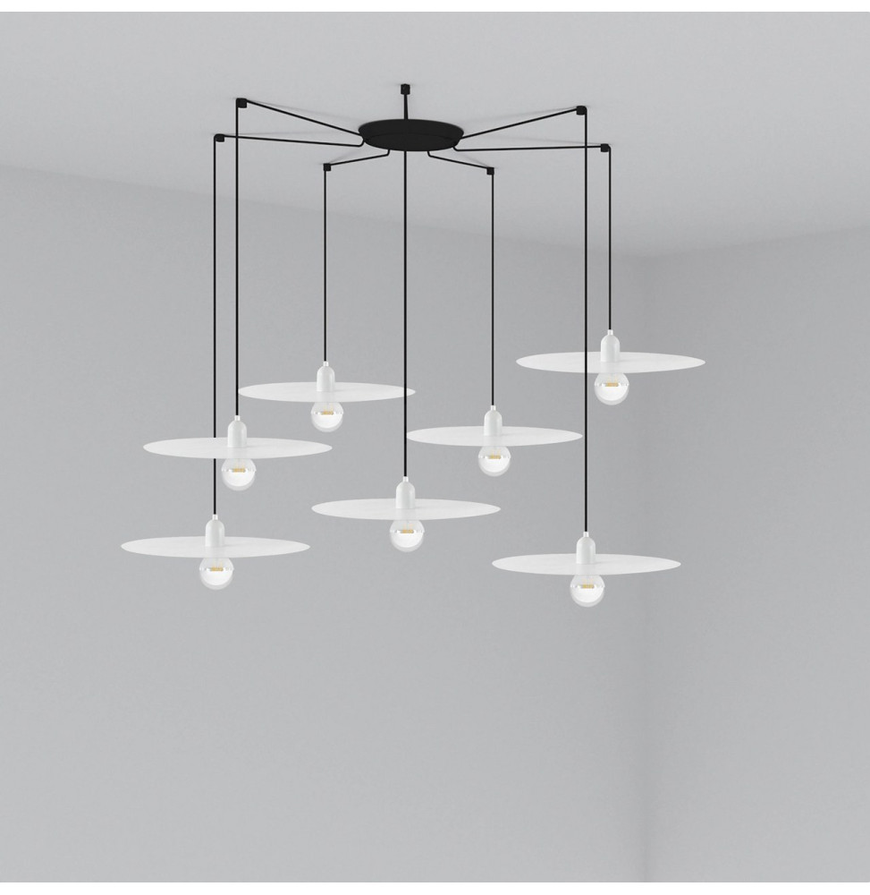 FARO - Luminaria suspendida PLAT blanco E27 60W 7 lámparas