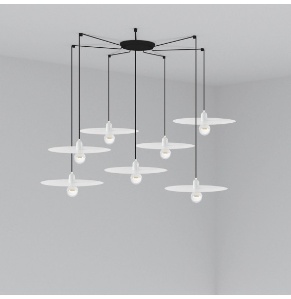 FARO - Luminaria suspendida PLAT blanco E27 60W 7 lámparas