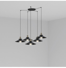 FARO - Luminaria suspendida MARLIN negro E27 60W 5 lámparas