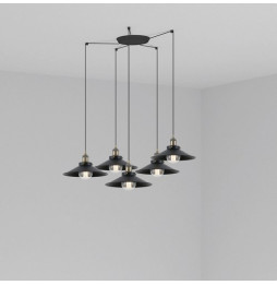FARO - Luminaria suspendida MARLIN negro E27 60W 5 lámparas