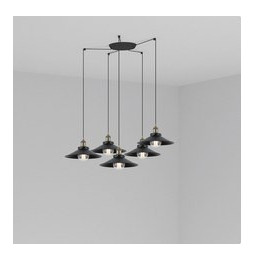 FARO - Luminaria suspendida MARLIN negro E27 60W 5 lámparas