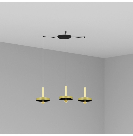 FARO - Luminaria suspendida WHIZZ oro satinado/negro E27 60W 3 lámparas