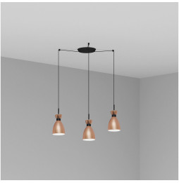 FARO - Luminaria suspendida RETRO 1xE14 20W 3 lámparas cobre
