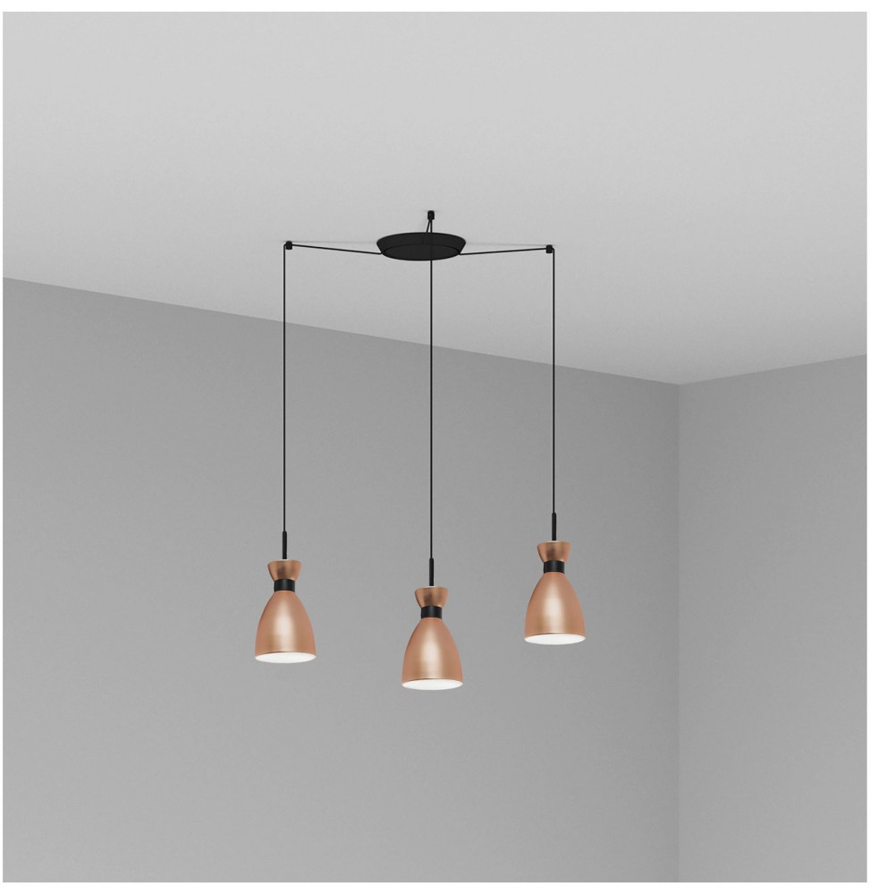 FARO - Luminaria suspendida RETRO 1xE14 20W 3 lámparas cobre