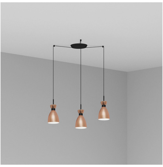 FARO - Luminaria suspendida RETRO 1xE14 20W 3 lámparas cobre