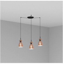 FARO - Luminaria suspendida RETRO 1xE14 20W 3 lámparas cobre