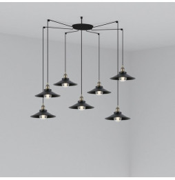 FARO - Luminaria suspendida MARLIN negro E27 60W 7 lámparas