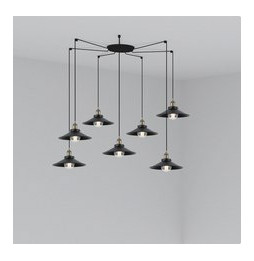 FARO - Luminaria suspendida MARLIN negro E27 60W 7 lámparas