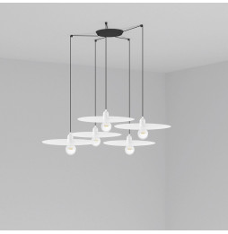 FARO - Luminaria suspendida PLAT blanco E27 60W 5 lámparas