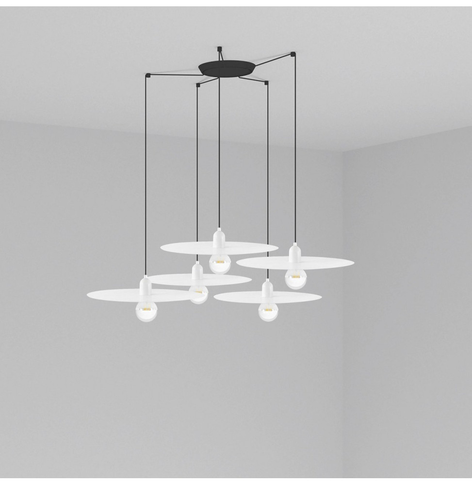 FARO - Luminaria suspendida PLAT blanco E27 60W 5 lámparas