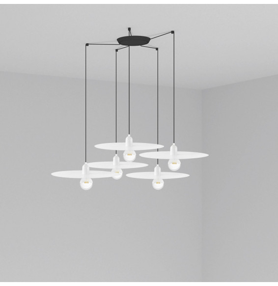 FARO - Luminaria suspendida PLAT blanco E27 60W 5 lámparas