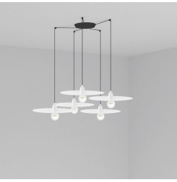 FARO - Luminaria suspendida PLAT blanco E27 60W 5 lámparas