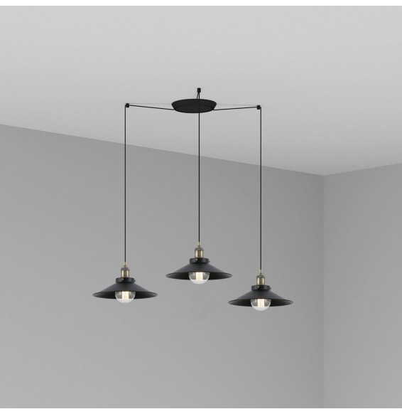 FARO - Luminaria suspendida MARLIN negro E27 60W 3 lámparas