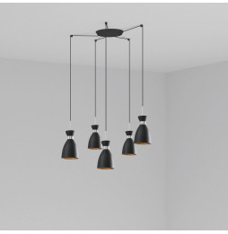FARO - Luminaria suspendida RETRO 1xE14 20W 5 lámparas negro/cobre