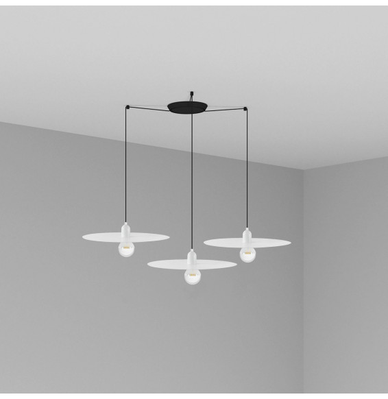 FARO - Luminaria suspendida PLAT blanco E27 60W 3 lámparas