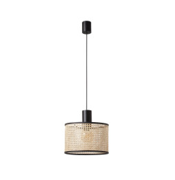 FARO - Luminaria suspendida MAMBO negro simple ratán E27 diámetro 320x213mm