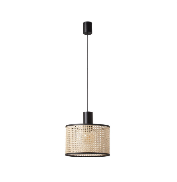 FARO - Luminaria suspendida MAMBO negro simple ratán E27 diámetro 320x213mm