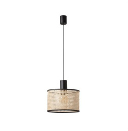 FARO - Luminaria suspendida MAMBO negro simple ratán E27 diámetro 320x213mm