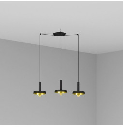 FARO - Luminaria suspendida WHIZZ negro/oro satinado E27 60W 3 lámparas