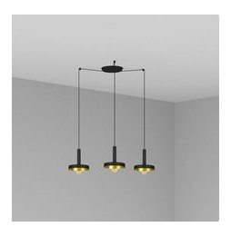FARO - Luminaria suspendida WHIZZ negro/oro satinado E27 60W 3 lámparas