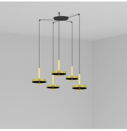 FARO - Luminaria suspendida WHIZZ oro satinado/negro E27 60W 5 lámparas