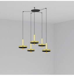 FARO - Luminaria suspendida WHIZZ oro satinado/negro E27 60W 5 lámparas