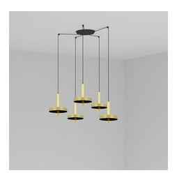 FARO - Luminaria suspendida WHIZZ oro satinado/negro E27 60W 5 lámparas
