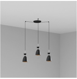 FARO - Luminaria suspendida RETRO 1xE14 20W 3 lámparas negro/cobre