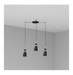 FARO - Luminaria suspendida RETRO 1xE14 20W 3 lámparas negro/cobre