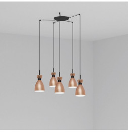 FARO - Luminaria suspendida RETRO 1xE14 20W 5 lámparas cobre