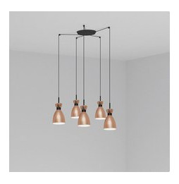 FARO - Luminaria suspendida RETRO 1xE14 20W 5 lámparas cobre