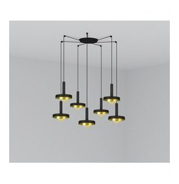 FARO - Luminaria suspendida WHIZZ negro/oro satinado E27 60W 7 lámparas