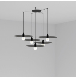 FARO - Luminaria suspendida PLAT negro E27 60W 5 lámparas
