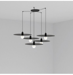 FARO - Luminaria suspendida PLAT negro E27 60W 5 lámparas