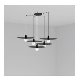 FARO - Luminaria suspendida PLAT negro E27 60W 5 lámparas